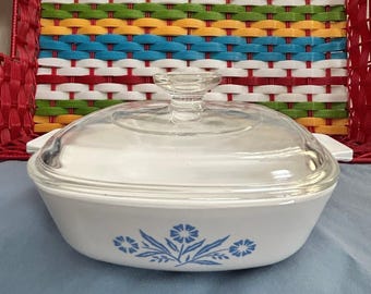 Rare P-Series Corning Ware Blue Cornflower 1 Qt with A-7-C Lid