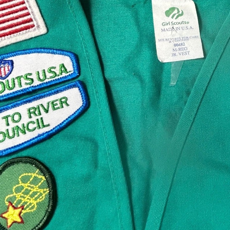 Girl Scouts USA Junior Vest Size M Green 2005 Lake To River Patches image 5