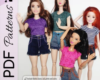 Barbie Outfit Pattern - PDF zum selbst ausdrucken (T-shirt & Shorts)