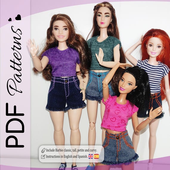 Barbie Doll Outfit Pattern – Printable PDF (T-shirt & Shorts)