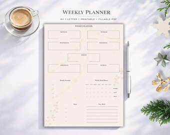 Minimalist Planner, Weekly Schedule, Goal Planner, Instant Download