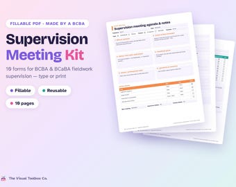 BCBA-Supervisions-Kit | Ausfüllbare PDF-Formulare | BCBA-Praktikums-Supervision | Feedback zur Beobachtung | Checkliste für die Einarbeitung