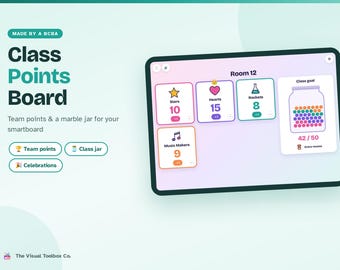 Aplicación de tablero de puntos de clase / Sistema de recompensas de puntos de equipo y tarro de canicas / Gestión del aula con pizarra interactiva