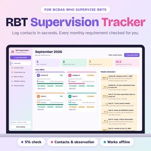 RBT Supervision Tracker App | BCBA Supervisor Log | 5% Monthly Check | Offline Download