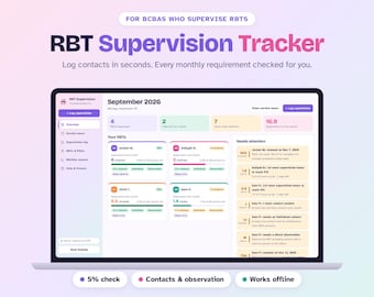 RBTスーパービジョントラッカーアプリ | BCBAスーパーバイザーログ | 5%月次チェック | オフラインダウンロード