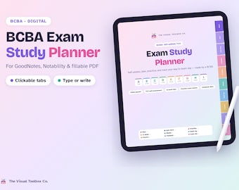 Digitaler BCBA-Prüfungsplaner | Zertifizierter Verhaltensanalytiker | GoodNotes & ausfüllbares PDF