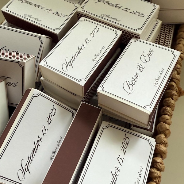 Cerillas personalizadas, caja de cerillas personalizada, cerillas para bodas, detalle para invitados, fiesta boho, nombre y fecha, pequeños obsequios, hecho a mano