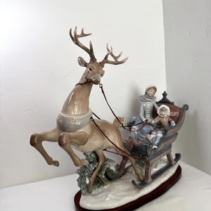 Lladró “Winter Wonderland” ~ #1429 ~ Exquisite Christmas Reindeer & Sleigh Figurine