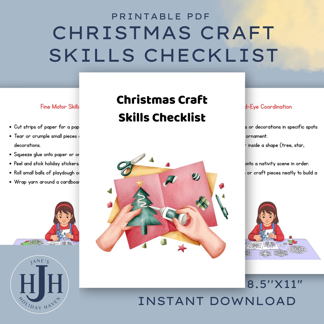 Christmas Craft Skills Checklist | Holiday Fine Motor Printable ...