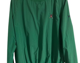 Vtg 80er Jahre Grün Polo Ralph Lauren Nylon Pullover Sweatshirt SZ Kleine Crest Preppy
