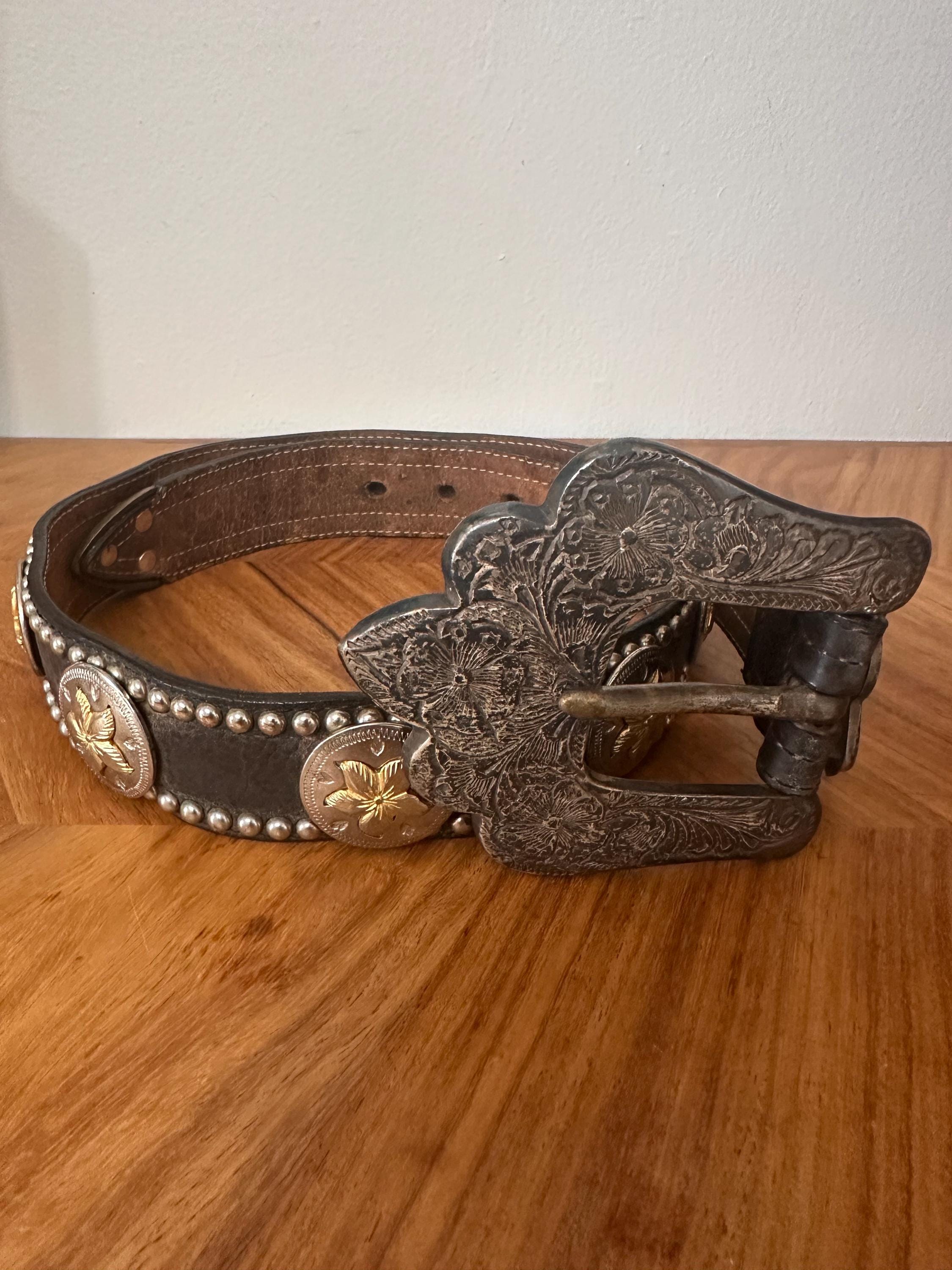 Vintage y2k Comeco Silver Metallic Wide Statement Sculptural Belt Third Phase Silver Concho Belt, C.1930s - Etsy main image 4