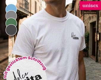 Dolce Vita Shirt for Women and Men, Italian Lifestyle T-Shirt, Summer Holiday Outfit, Italian Fashion Embroidery, Gift for Italy Lovers, Embroidery