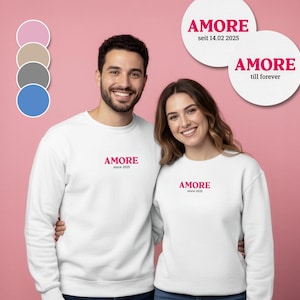 Sudadera "Amore since 2025" - Sudadera personalizada con mensaje de amor - Regalo para San Valentín, aniversario, boda o amistad
