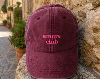 Amore Embroidered Cap, Vintage Amore Club Cap, Italian Baseball Cap, Italian Gift, Bridal Gift for Bachelorette Parties, Summer Look, Dolce Vita