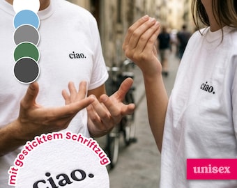 Ciao T-shirt, embroidered shirt, Italian motif, Italian style, summer outfit, Italian vacation, gift for Italy fans, dolce vita shirt