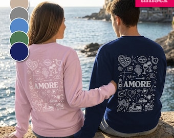 Amore Pullover, printed pullover, Italian motif, sweatshirt Italy, Dolce Vita, Italian print, Italian fashion, Italian style, hen party