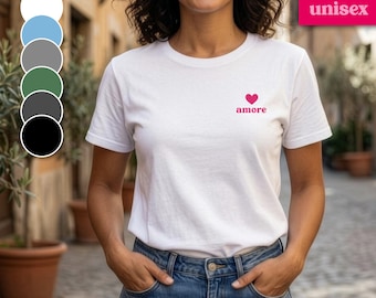 Amore T-Shirt, Printed Shirt, Italian Motif, Gift Italy, Italian T-Shirt Heart Print, Dolce Vita Shirt, Italian Style