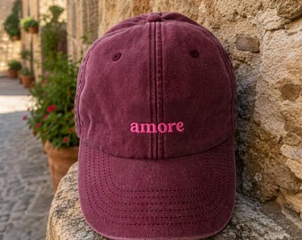 Amore Embroidered Cap, Vintage Amore Club Cap, Italian Baseball Cap, Italian Gift, Bridal Gift for Bachelorette Parties, Summer Look, Dolce Vita