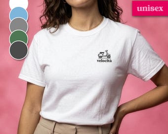Retro scooter print T-shirt, Italian shirt, Vespa lover, unisex T-shirt, holiday outfit, summer, Italy, dolce vita, Italy fan