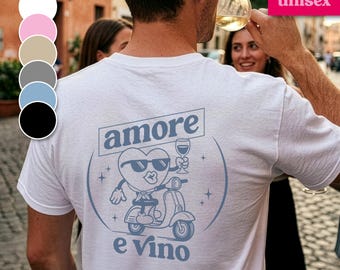 Italian-themed T-shirt, Amore, Dolce Vita shirt, Italian style, gift for Italy fans, festival outfit, group outfit for stag/hen parties, printed tee