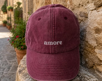 Amore Embroidered Cap, Vintage Amore Club Cap, Italian Baseball Cap, Italian Gift, Bridal Gift for Bachelorette Parties, Summer Look, Dolce Vita