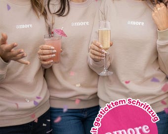 Sweater with "Amore" embroidery, sweatshirt with Italian motif, embroidered pullover, Italian style, Italian sweater, oversized sweatshirt, bachelorette party