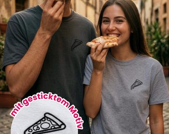 T-shirt with pizza embroidery, Italian shirt, Italian style, embroidered shirt, Italian motif, embroidered tee, dolce vita, summer outfit