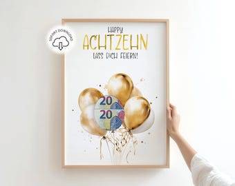 Cash gift for an 18th birthday | Wish-fulfilling gift idea | PDF template for instant download | Poster for an 18th birthday | of legal age