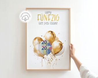 Cash gift for a 50th birthday | Printable PDF template | Instant download gift idea | 50th birthday poster | Last minute