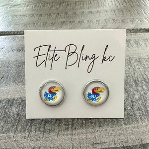 Kansas Jayhawks KU Stud or Dangle Earrings | Rock Chalk | 12mm
