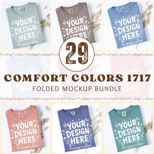 Comfort Colors 1717 Mockup Bundle | 29 Folded T-Shirt Flatlays (Digital Download) image 1