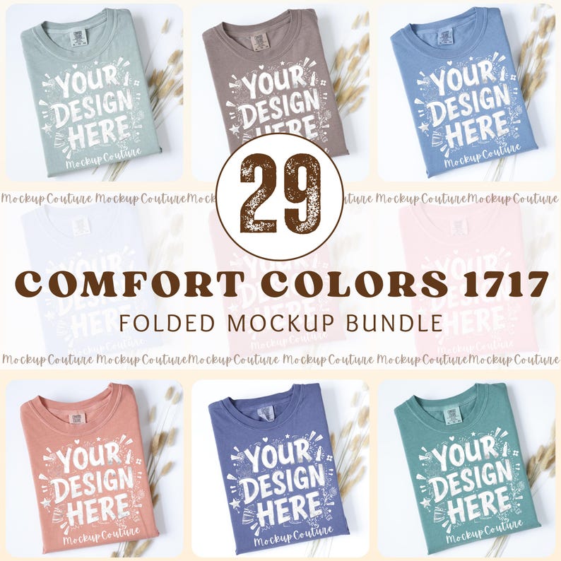 Comfort Colors 1717 Mockup Bundle | 29 Folded T-Shirt Flatlays (Digital Download) image 1