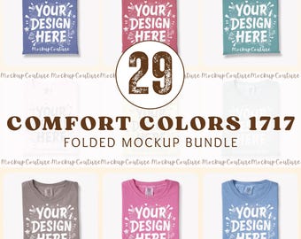 Comfort Colors 1717 Folded Mockup Bundle - 29 PNG | CC1717 T-Shirt Flat Lay Mockups | Real Product - White Background