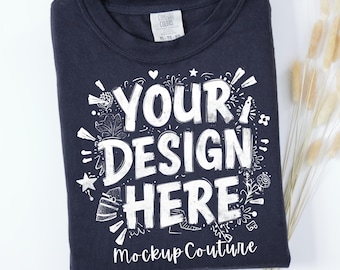 Zwart comfortkleuren 1717 T-shirtmodel | Plat gevouwen (digitale download)