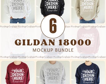 Gildan 18000 Mockup Bundle | Men’s Crewneck Sweatshirt Mockups | Real Male Model | 6 Color G180 Bundle