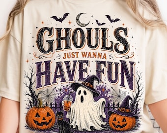 Ghosts Just Wanna Have Fun Halloween PNG Design (Digital Download)