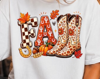 Fall Cowboy Boots PNG, Floral Boots Design, Pumpkin Sublimation (Digital Download)