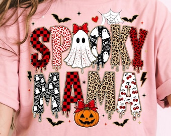 Spooky Mama PNG, Leopard Print Halloween Mama design, Pumpkin clipart (Digital Download)