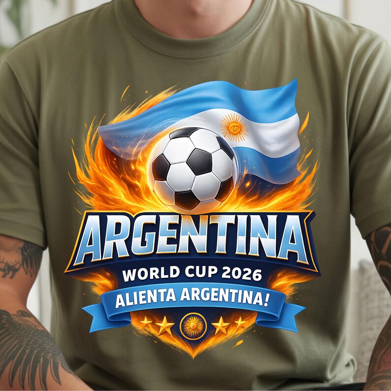 Argentina World Cup 2026 football fan badge design with stars and flag, soccer png