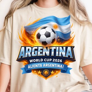 Argentina World Cup fan design with soccer ball and patriotic flag banner