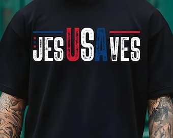 Jesus Saves Patriotic Christian USA SVG PNG T-Shirt Design (Digital Download)
