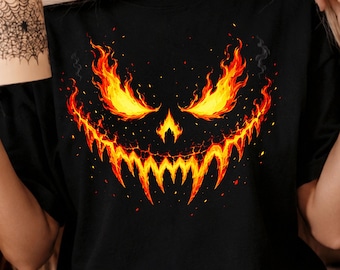 Fiery Pumpkin PNG, Scary Halloween design, Flaming Spooky clipart,  Halloween digital download