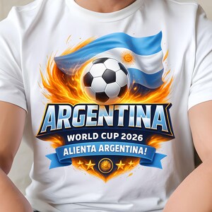 Argentina World Cup football graphic with Argentina flag background