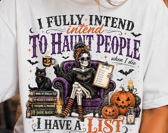 Skeleton Haunt People List PNG | Funny Halloween Shirt Design (Digital Download)