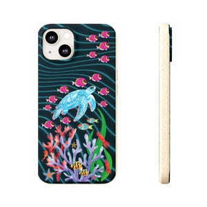 Sea Turtle Phone Case Biodegradable Eco Friendly|Turquoise Aqua Ocean Waves Tropical Reef Cover|Beach Nature Gift Case iPhone 17 16 15 14 13
