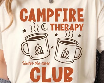 Campfire Therapy Shirt Peaceful Campfire Tee Outdoor Camp Night Shirt Cozy Under Stars Tee Nature Lover Gift