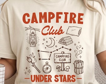 Campfire Camping Shirt Cozy Camp Night Tee Outdoor Campfire Shirt Camping Gift Under Stars Tee