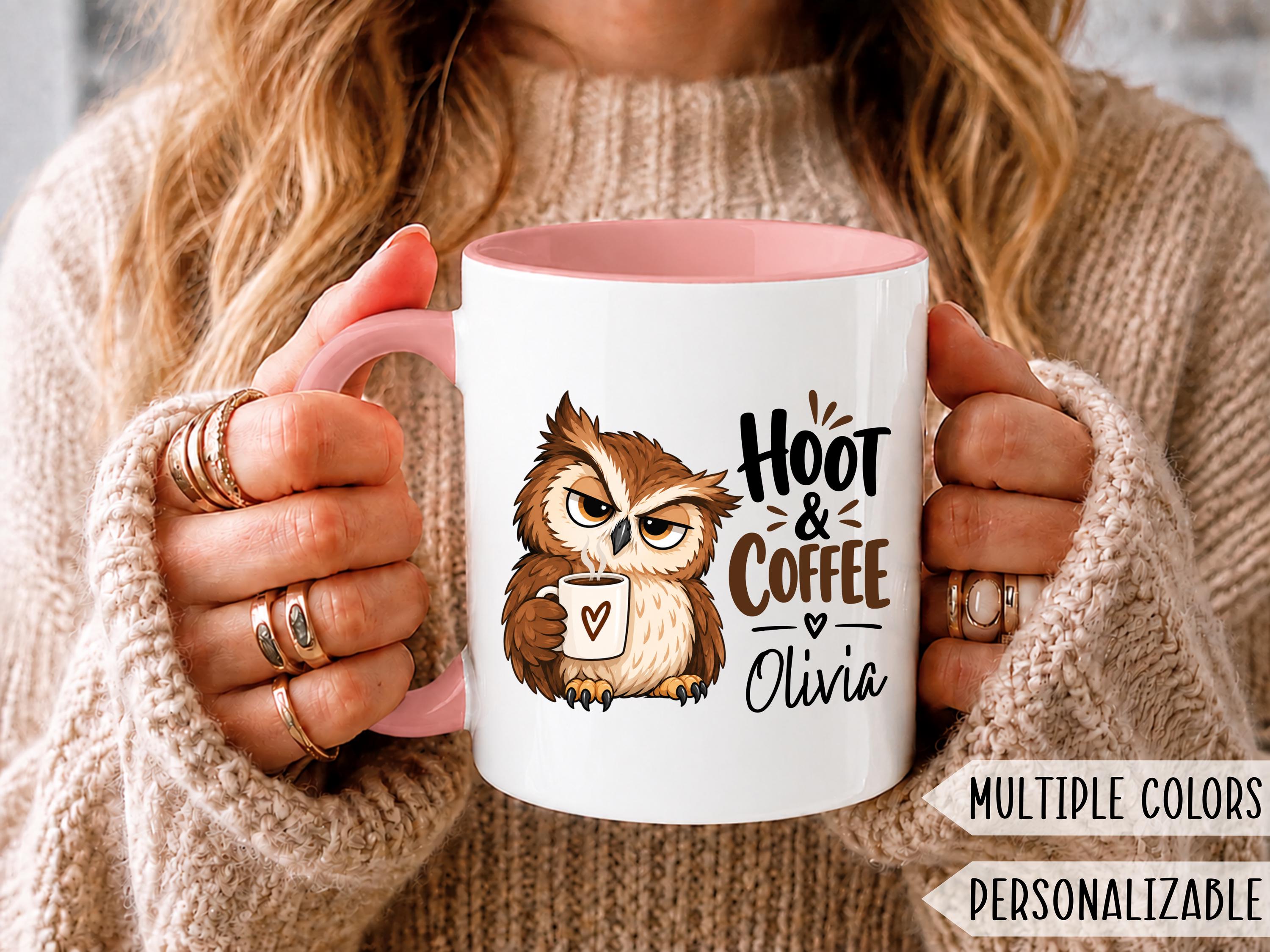 Funny Grumpy Owl Mug, Not a Morning Owl Gift, Personalized Coffee Cup for Her, Birthday Gift for Cof