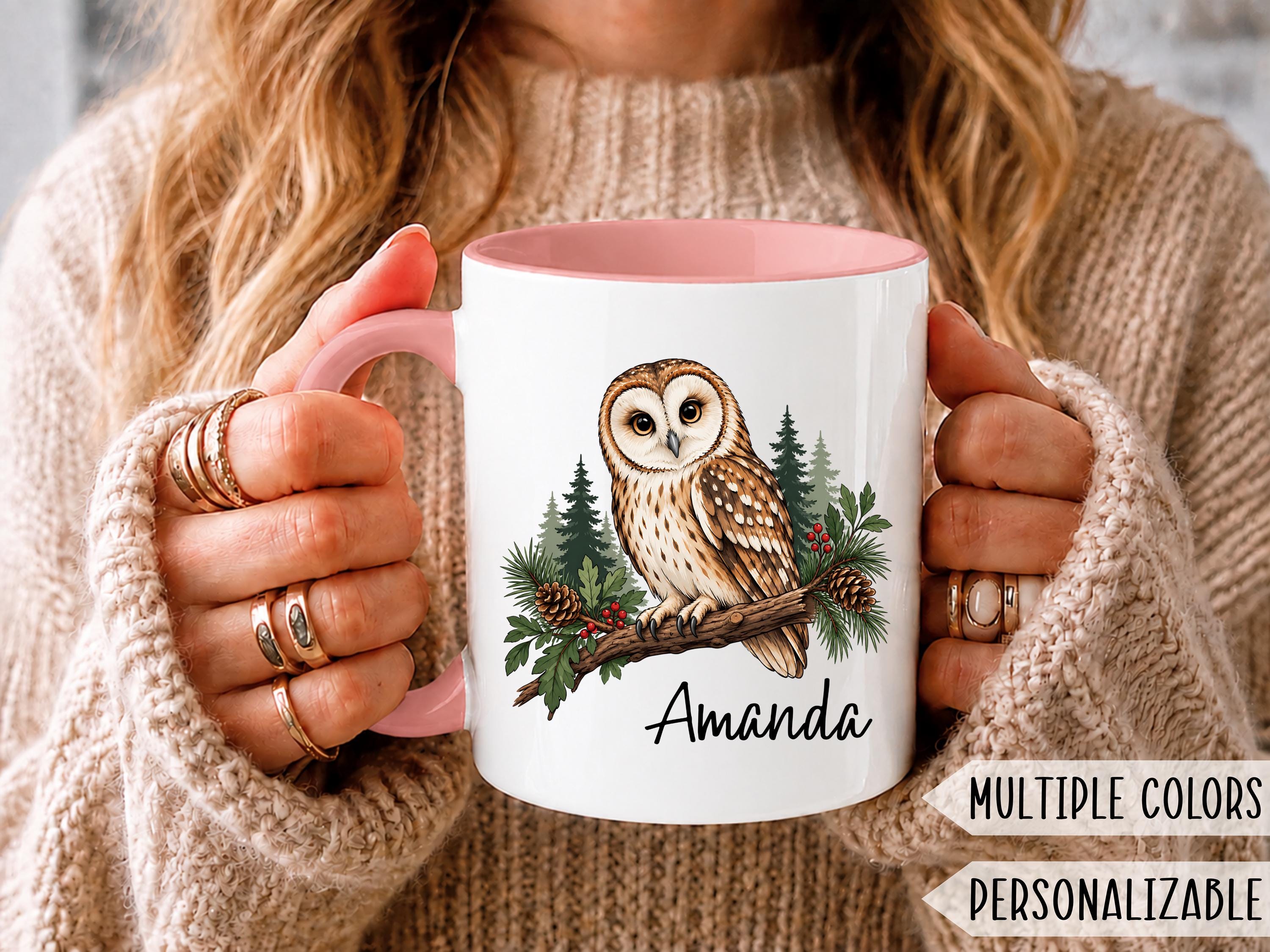 Personalized Woodland Owl Mug, Woodland Wisdom Gift, Custom Name Coffee Cup for Her, Birthday Gift f