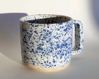 Blue Speckled Stoneware Mug | Handmade Ceramic Mug | Wheel-Thrown | 9.5 oz